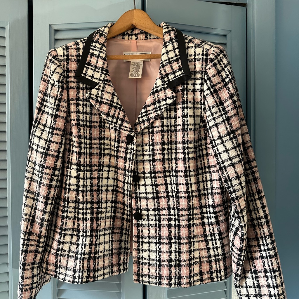 Jessica Howard Women's Plaid Blazer - Pink And Black